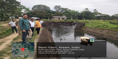 The Hon’ble Secretary Adil Khan, IAS visited the Lift Irrigation Scheme (LIS) drawing water from the Buridehing river accompanied by the Chief Engineer (MI), Irrigation, Assam; the SE Dibrugarh Circle; and the EE, Khowang-Tingkhong Division.